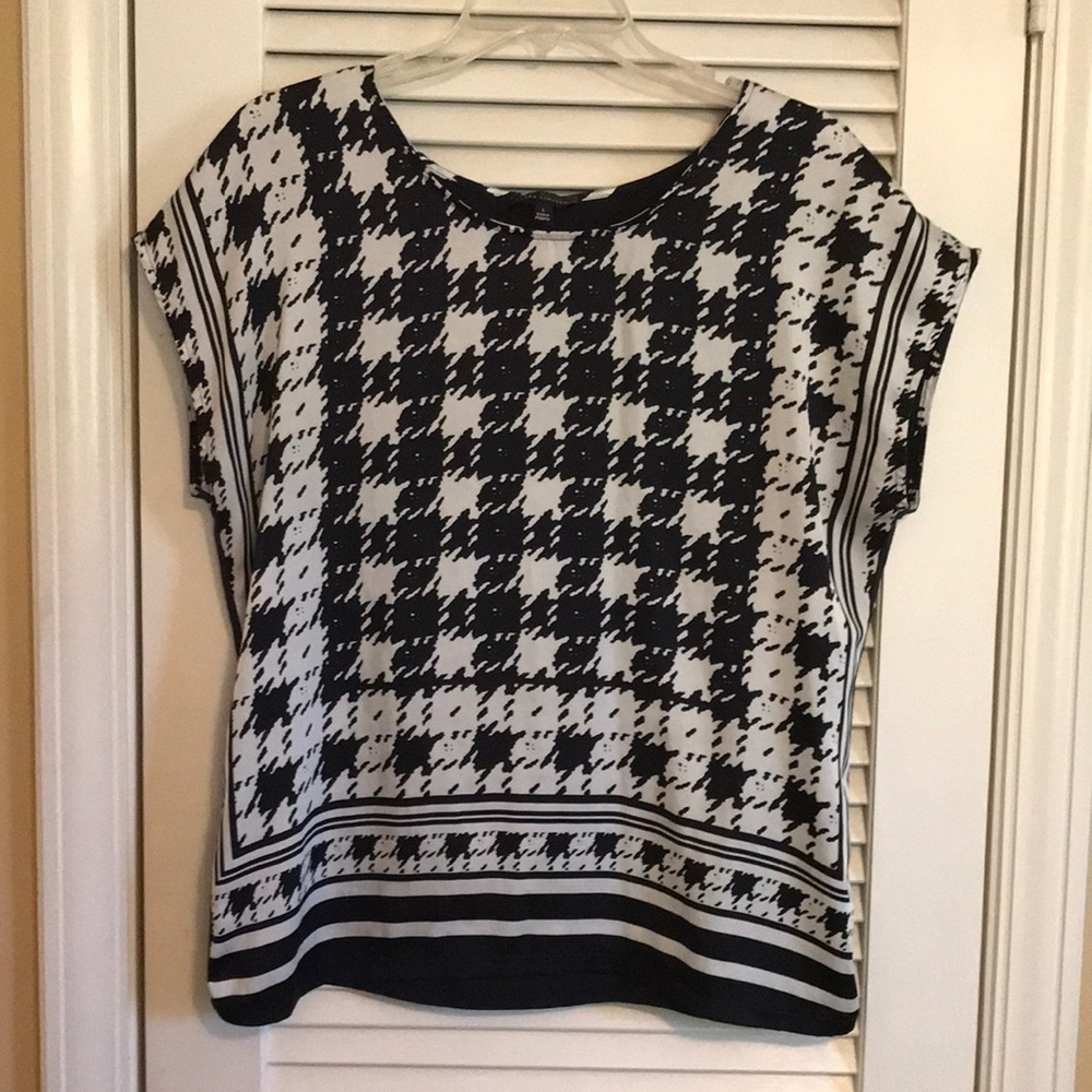 The Limited Women’s Sleeveless Top Houndstooth Black/White print Sz L Slinky